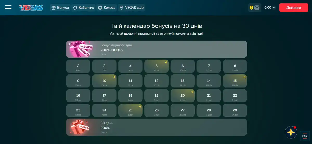 Бонуси в казино Вегас